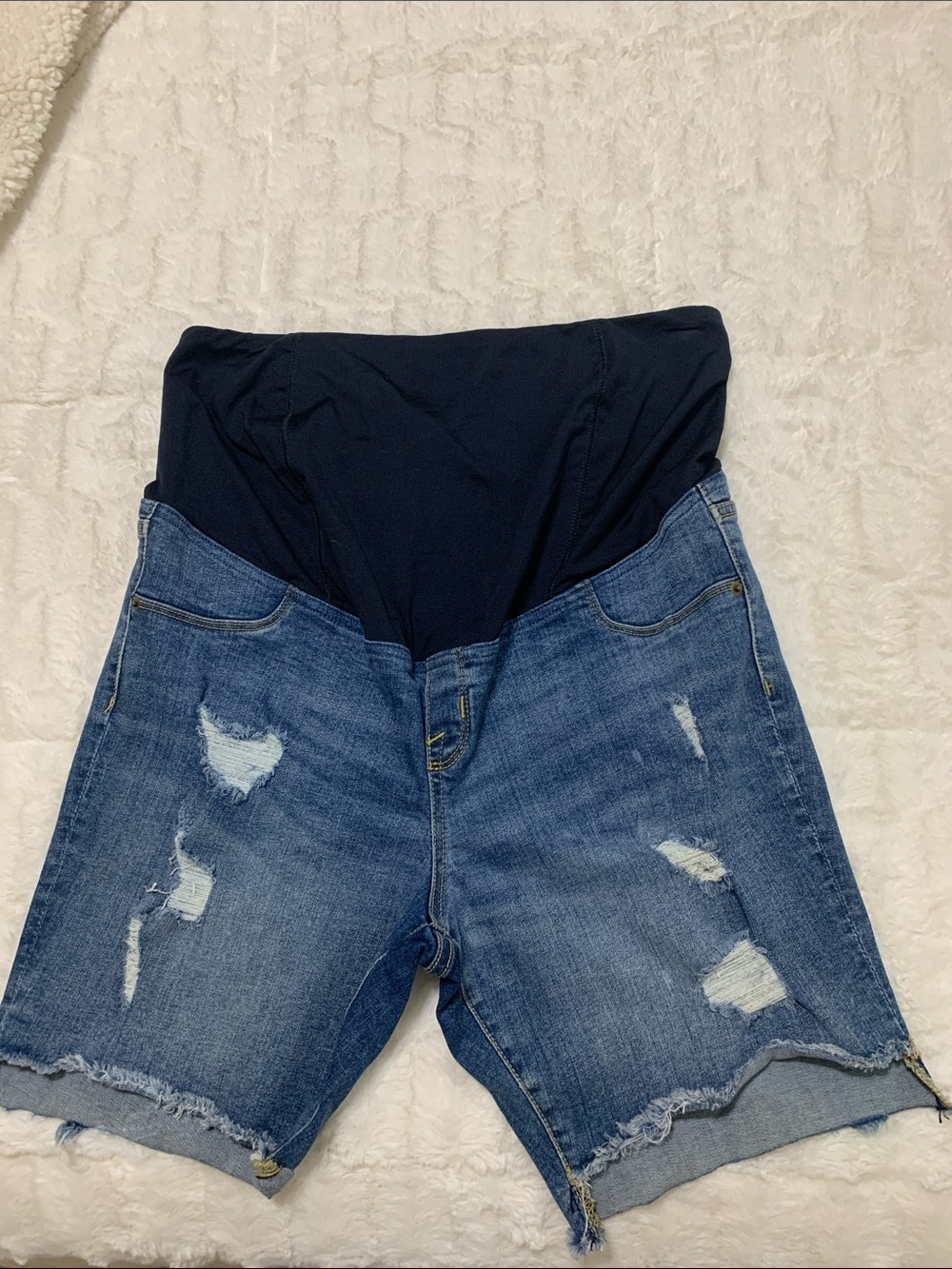 Isabel Maternity by Ingrid & Isabel Navy Panel Medium Wash Denim Bermuda Shorts